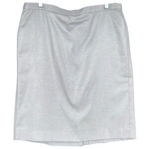 Albert Nipon Women's Metallic Silver Pencil Skirt Career Formal Classic